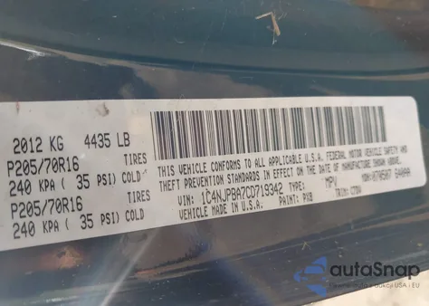 2012 Jeep Patriot Sport z USA, uszkodzony, nr VIN 1C4NJPBA7CD719342